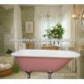 Pink Colored Bathtub/ Small Roll Top Tub/ Cast Iron Bathtub with Claw feet